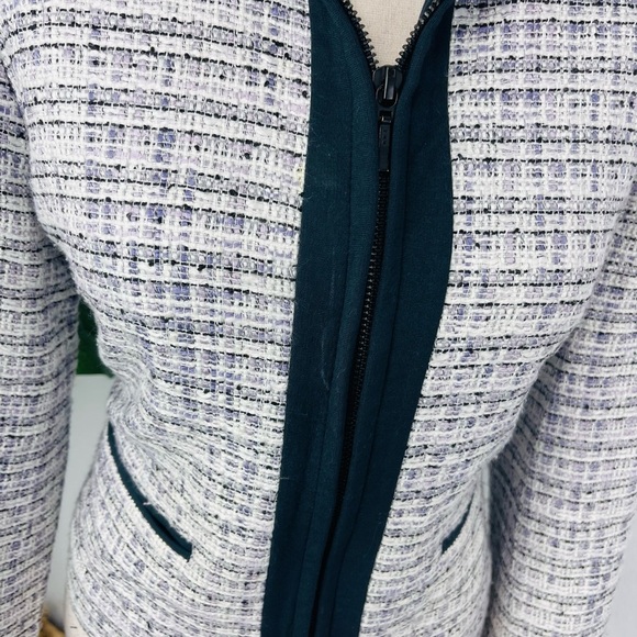 Pendelton Tweed Purple Blue Woven Zip Front Blazer Petite Medium - Picture 2 of 10